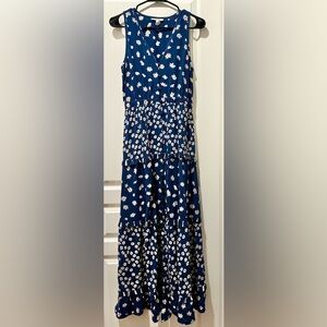 Splendid Sleeveless Northstar Full Button Front Tiered Floral A-line Max…